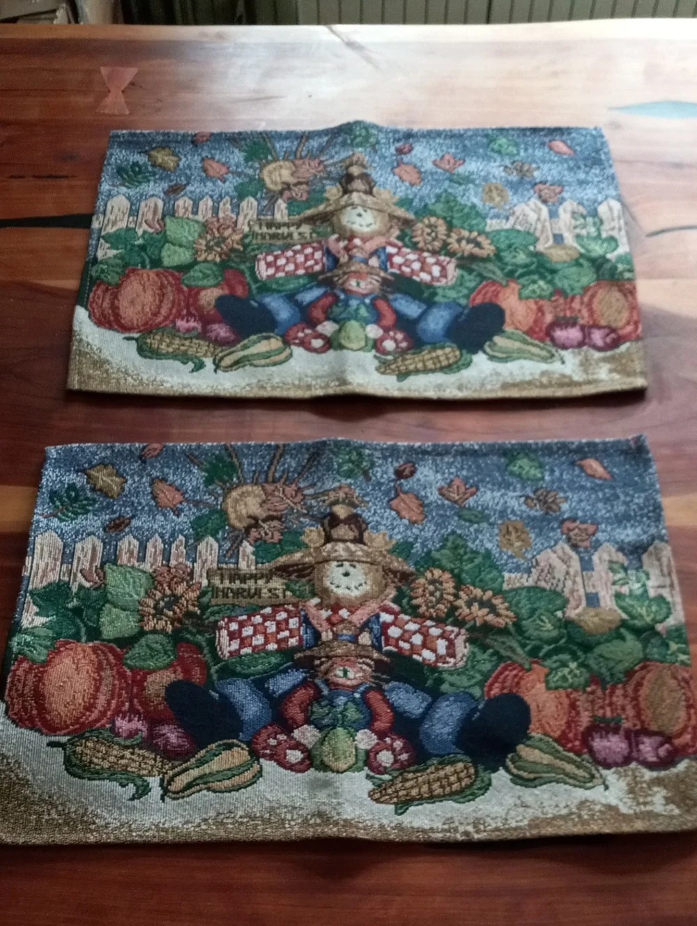 Vintage Happy Harvest Woven Tapestry Placemats - Set of 6